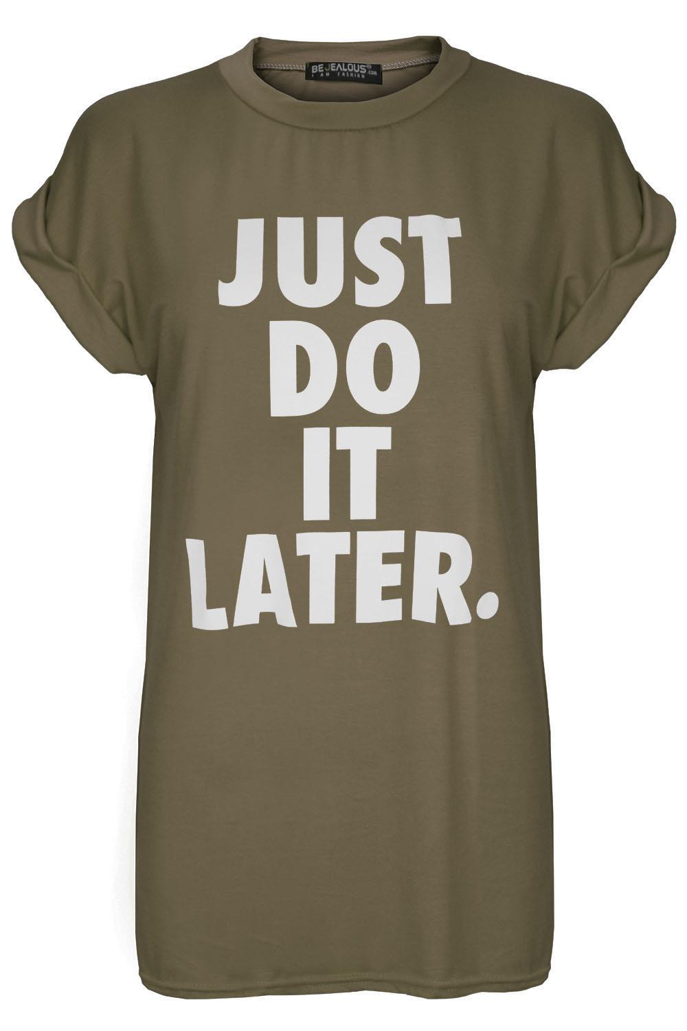 Damen Frauen Just Do It Later USA Varsity Oversize T-Shirt Übergröße Baggy Top - Bild 6 von 49