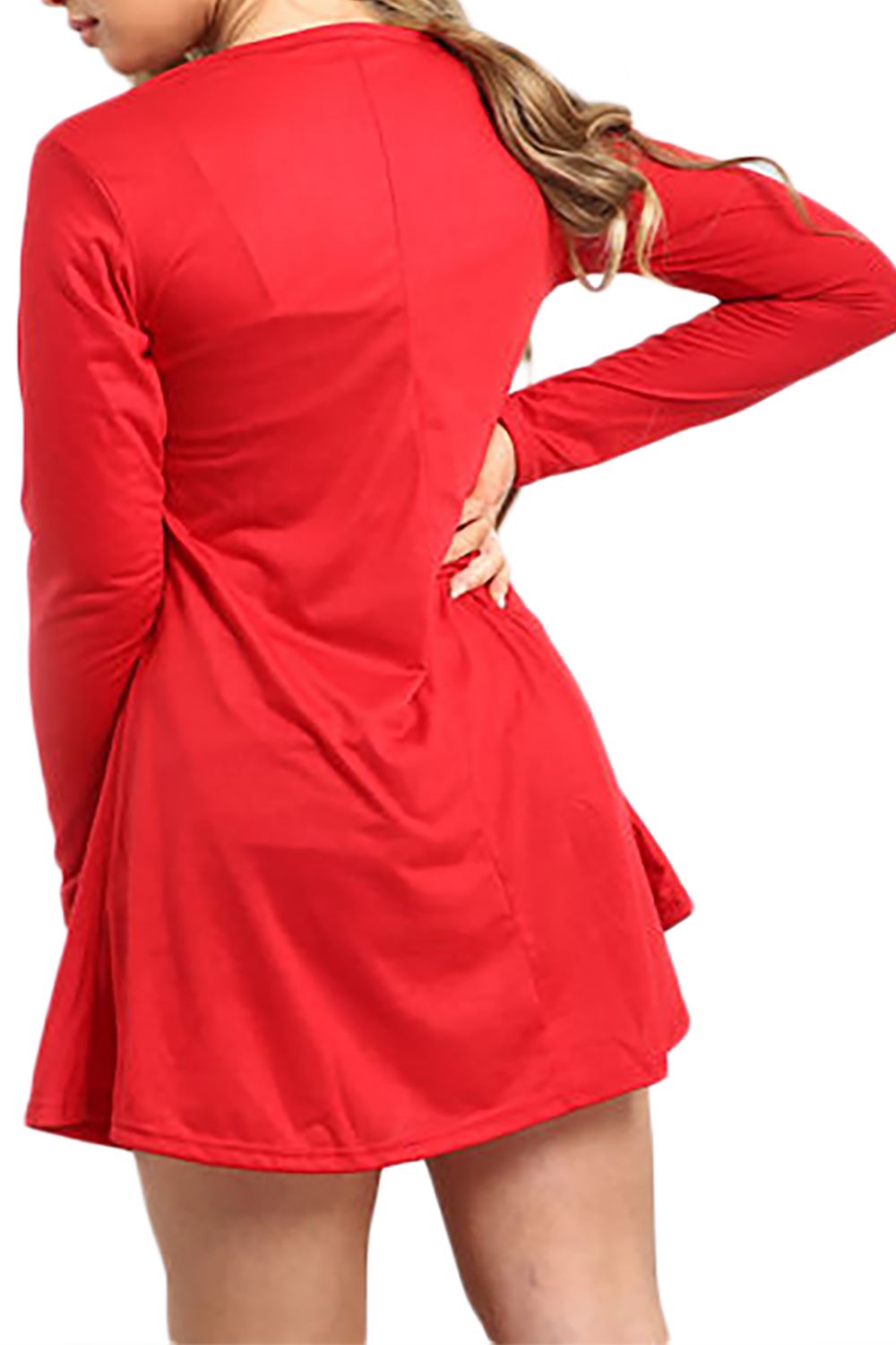 Womens Ladies Santa Costume Belted Candy stick Round Neck Christmas Swing Dress - Picture 53 of 86