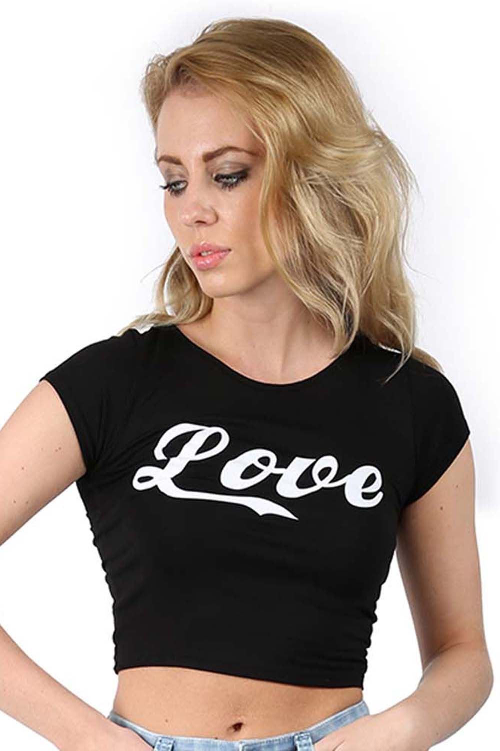 Womens Crop Top Ladies Printed Cap Sleeve Celeb T Shirt Stretchy Vest Tee Mini eBay