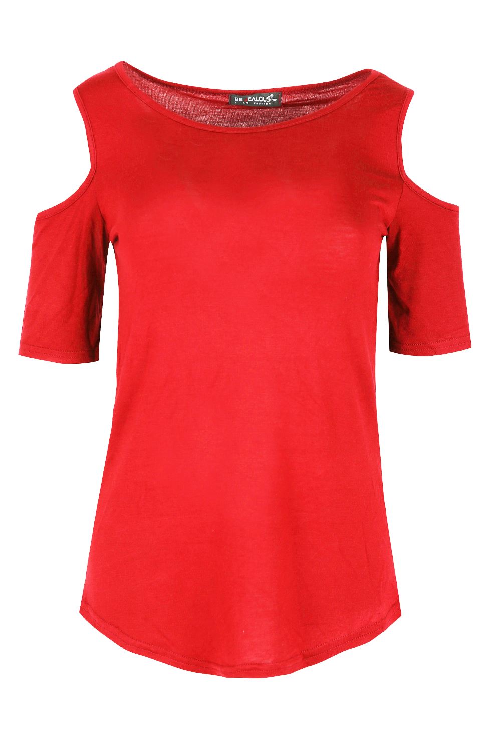 Plus Size Women Ladies Plain Baggy Oversize Cold Shoulder Curved Hem T-Shirt Top - Picture 3 of 11