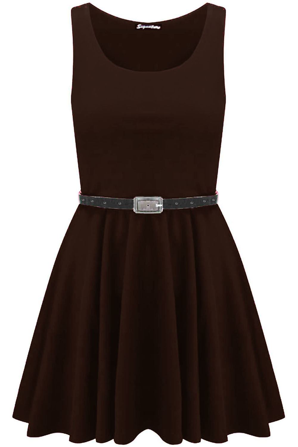 Womens Sleeveless Flared Franki Party Ladies Plus Size Skater Dress Top 16-26 - Picture 25 of 35