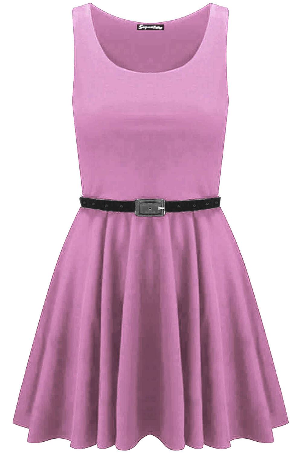 Womens Sleeveless Flared Franki Party Ladies Plus Size Skater Dress Top 16-26 - Picture 32 of 35