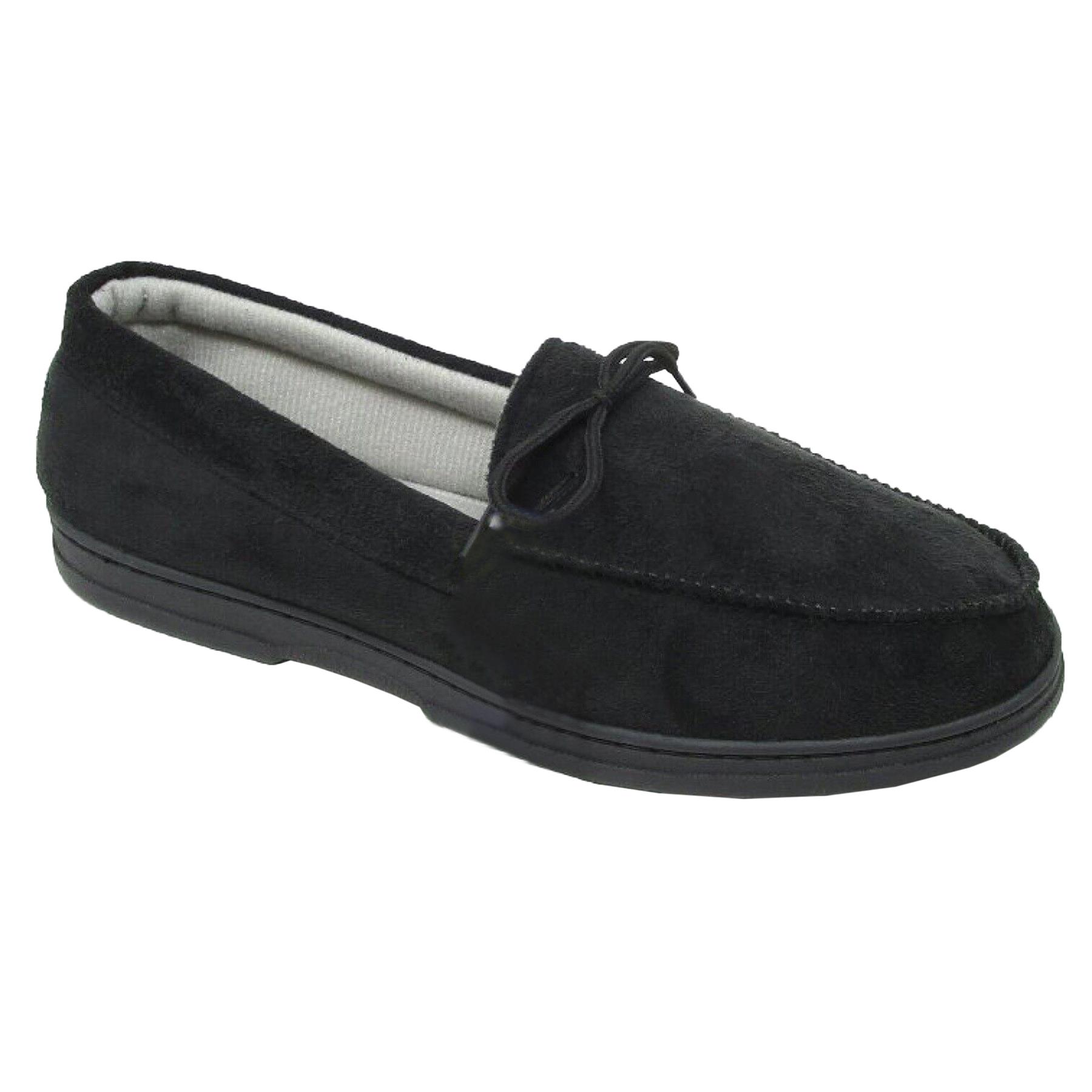 Mens Comfort Memory Foam Faux Suede Mocassin Soft Hard Sole Slippers Shoes - Picture 2 of 13