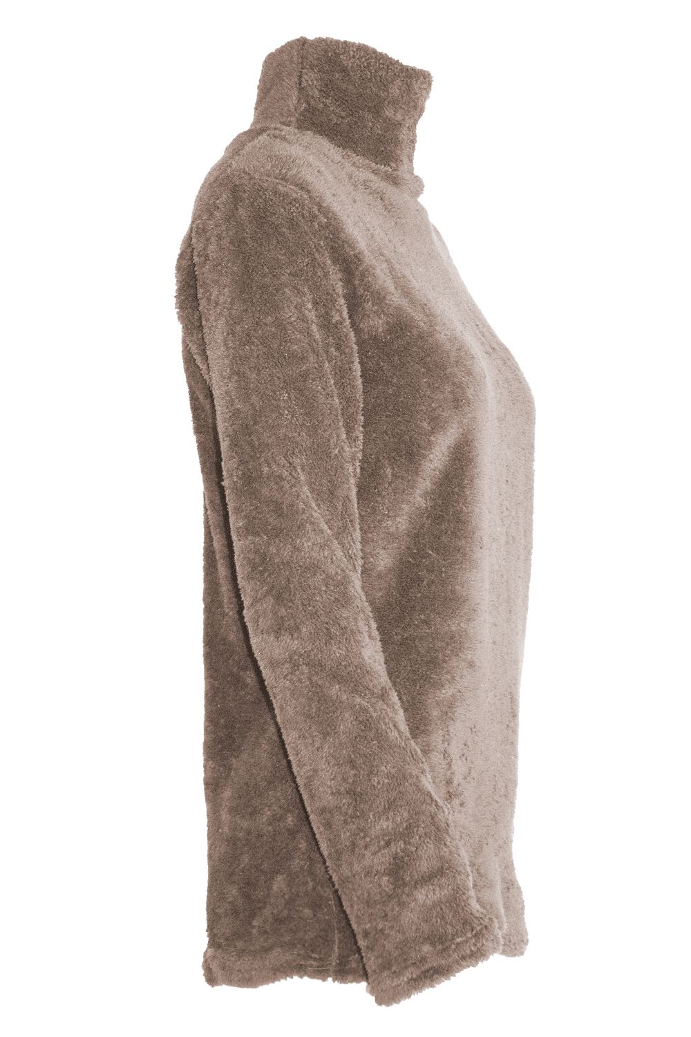 Womens Ladies Turtle Cowl Neck Fluffy Faux Fur Long Sleeve Baggy Fleece Jumper - Picture 12 of 22