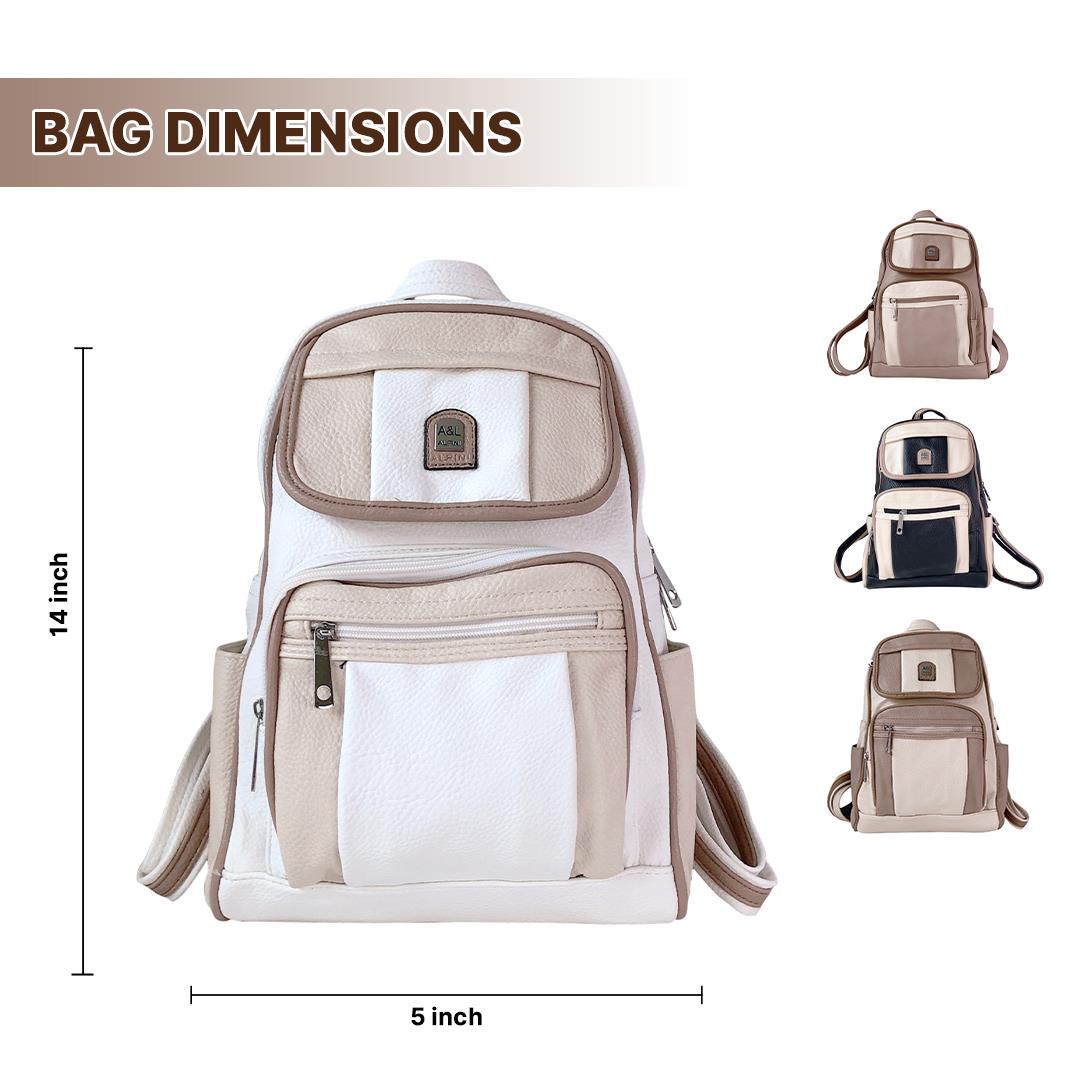 Faux Leather Backpack for Women � Casual Shoulder Bag for Work & Travel - Picture 13 of 14