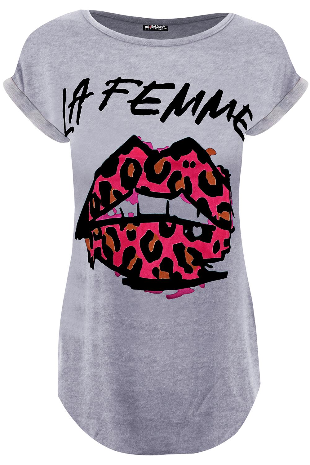 Womens Ladies Turn Up Sleeve Round Neck Curved Hem Bonjour Jersey T-Shirt Top - Picture 35 of 49