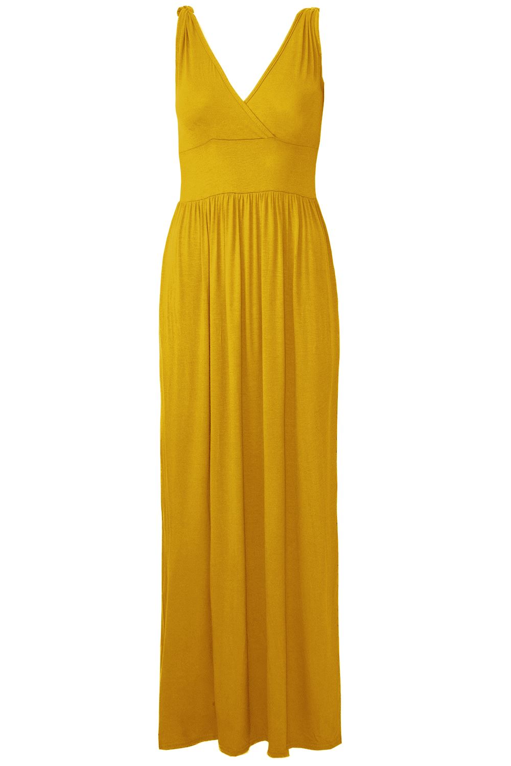 Front V Neck Plain Wrap Over Strappy Tie Knot V Neck Ladies Maxi Dresses - Picture 9 of 11