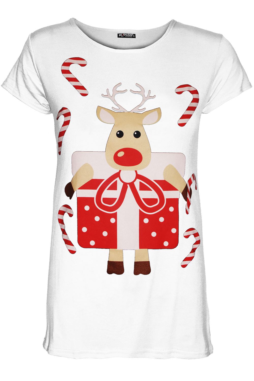 Womens Ladies Santa Costume Belt Print Long Sleeve Gift Christmas Xmas T Shirt - Picture 30 of 72