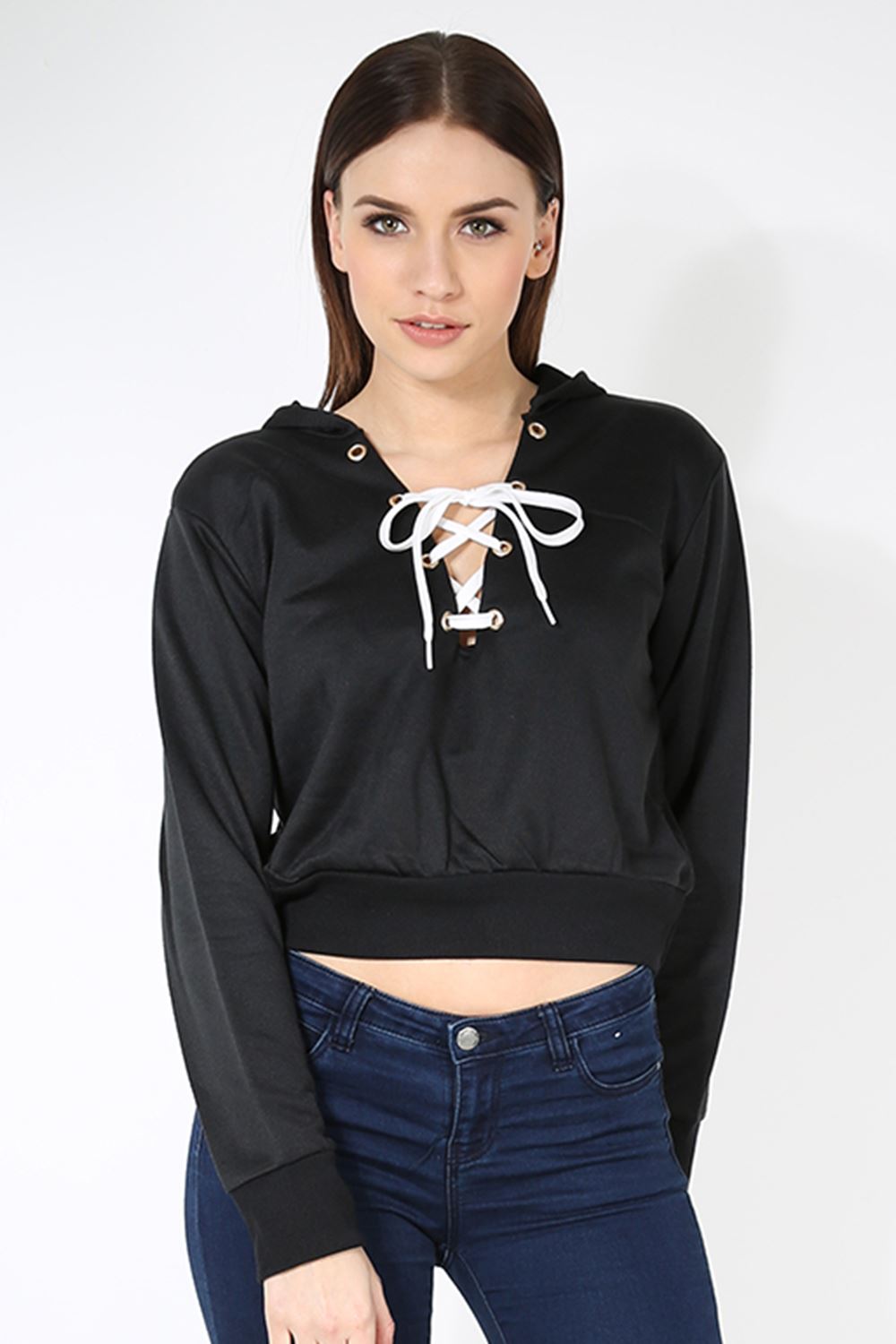 Femme Femmes Déchiré Fleece Pull-over Sweat à Capuche à Capuche Lazer Cut Out Arms Top Court Femme Femmes Déchiré Fleece Pull-over Sweat à Capuche à Capuche Lazer Cut Out Arms Top Court