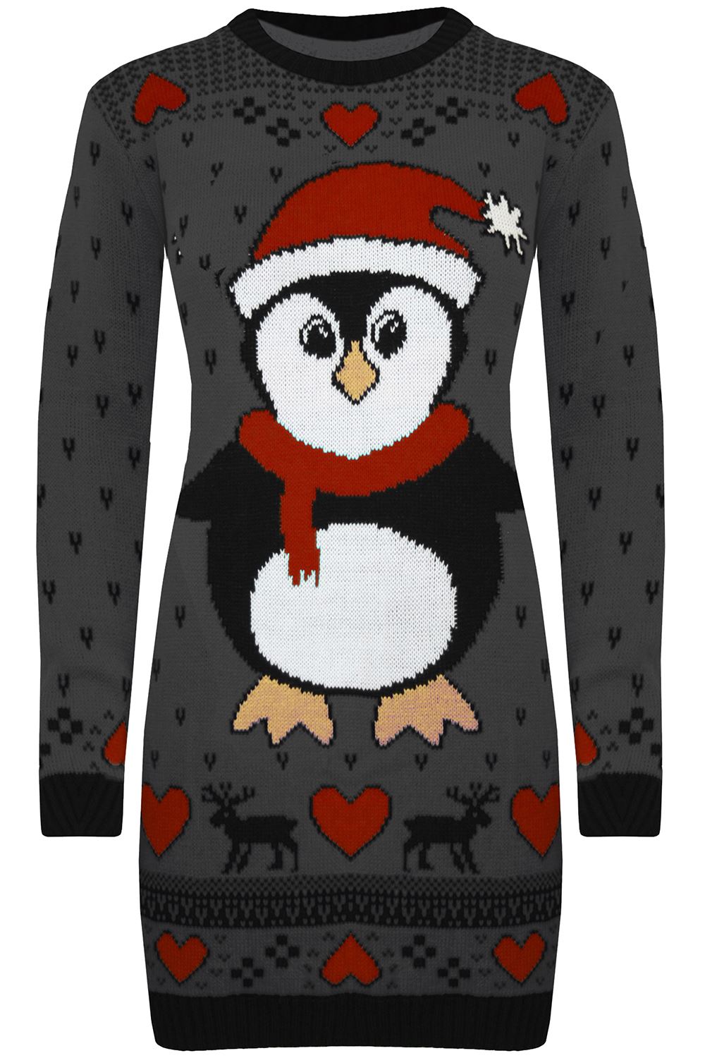 Womens Off the Shoulder Mummy Christmas Pudding Maternity Chunky Knit Mini Dress - Picture 27 of 33