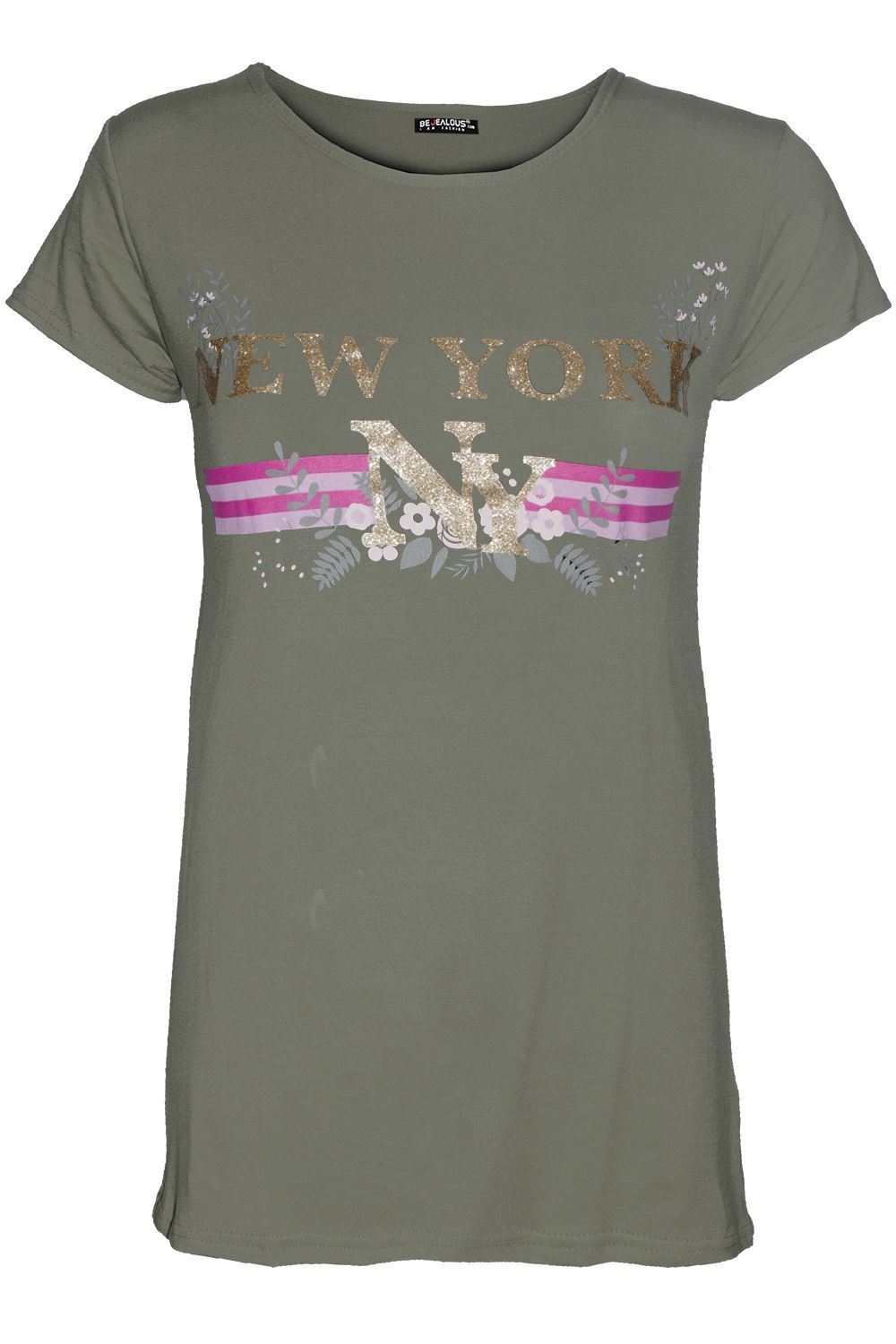 Womens Ladies Turn Up Sleeve Round Neck Curved Hem Bonjour Jersey T-Shirt Top - Picture 23 of 49