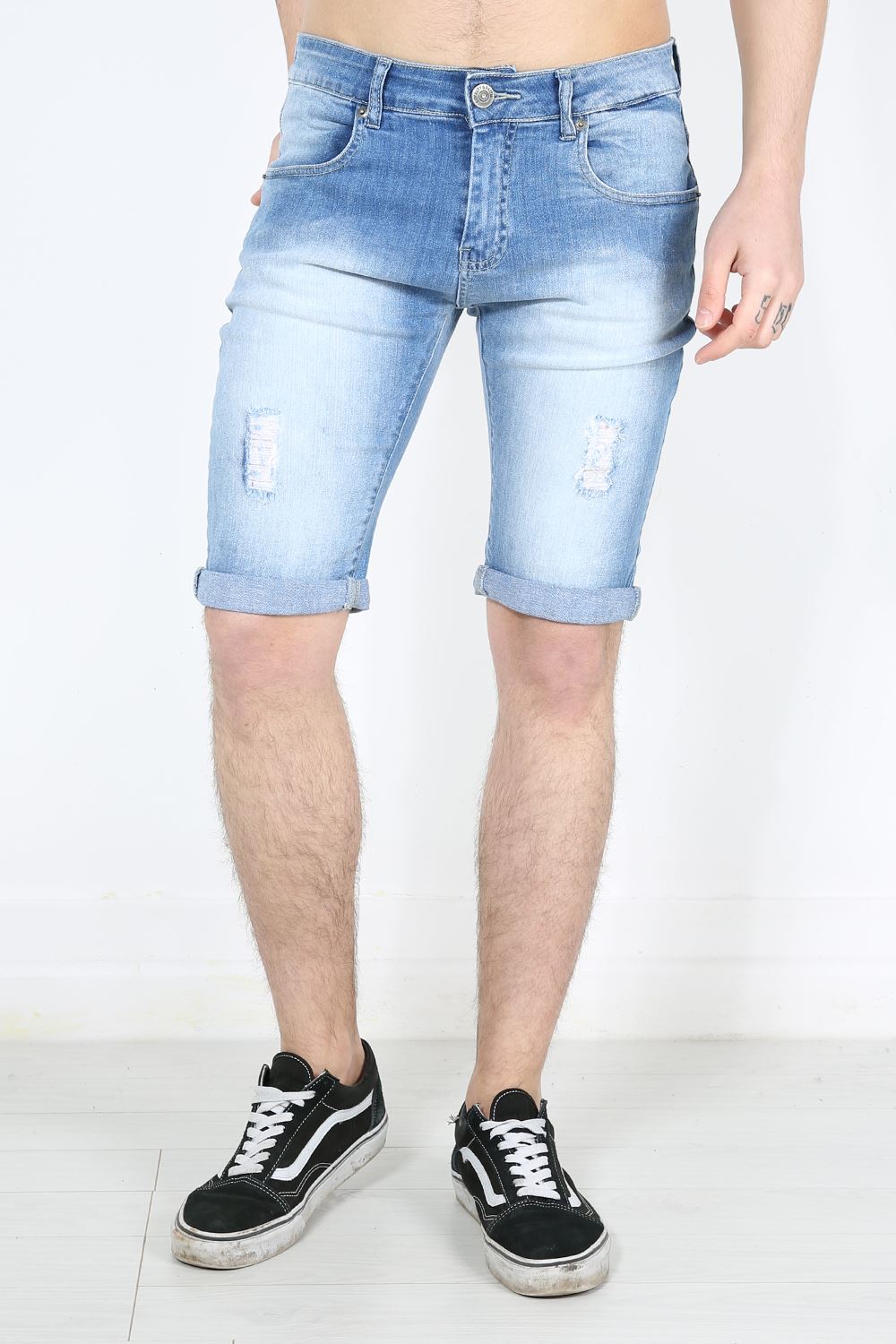 Mens Boys Turn Up Denim Jeans Pockets Faded Ripped Skinny Fit Shorts eBay