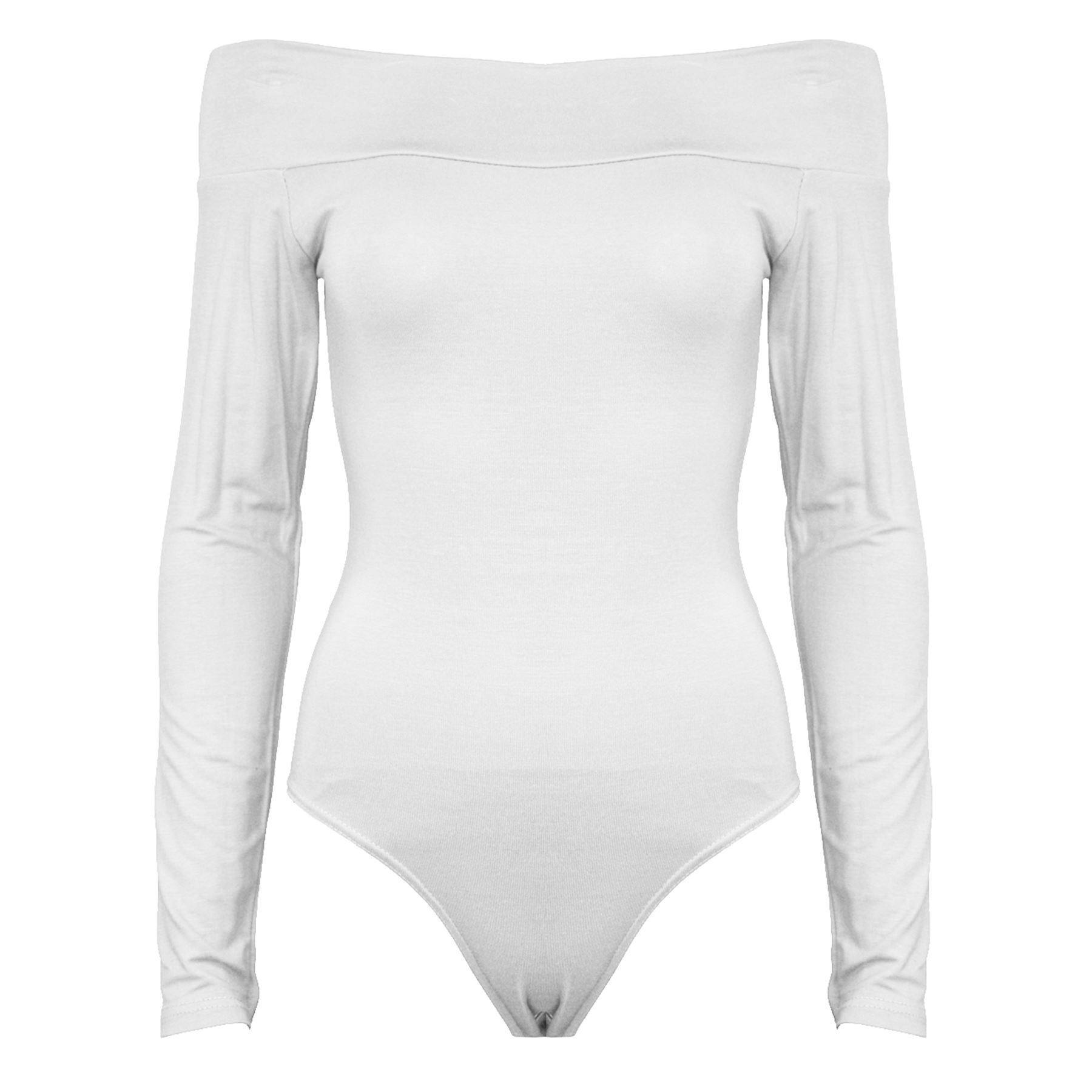 Womens Ladies Plain Jersey Long Sleeves Stretchy Leotard Bodysuit Top Plus Sizes - Picture 46 of 53