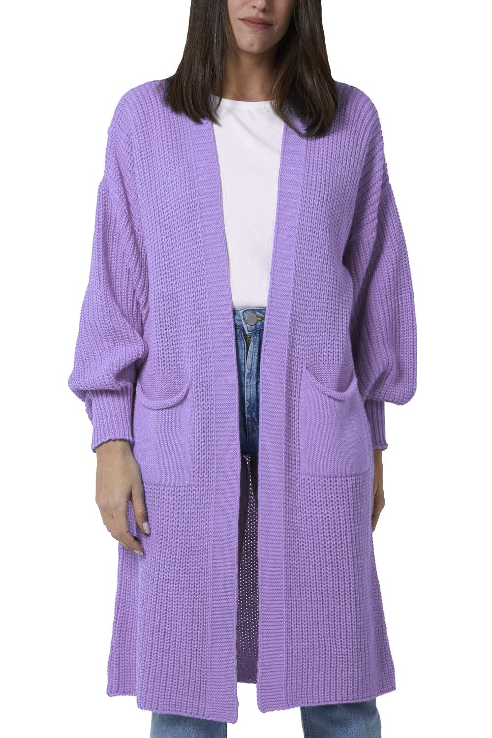 Ladies Cable Knitted Long Sleeve Warm Womens Open Front Chunky Oversize Cardigan - Picture 30 of 36