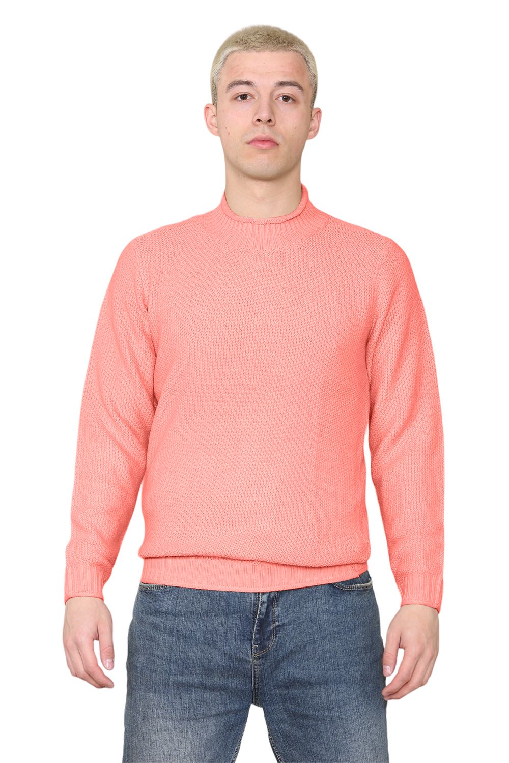 Mens Stretchy High Neck Long Sleeve Designer Casual Pullover Sweater Jumper Top - Picture 11 of 19