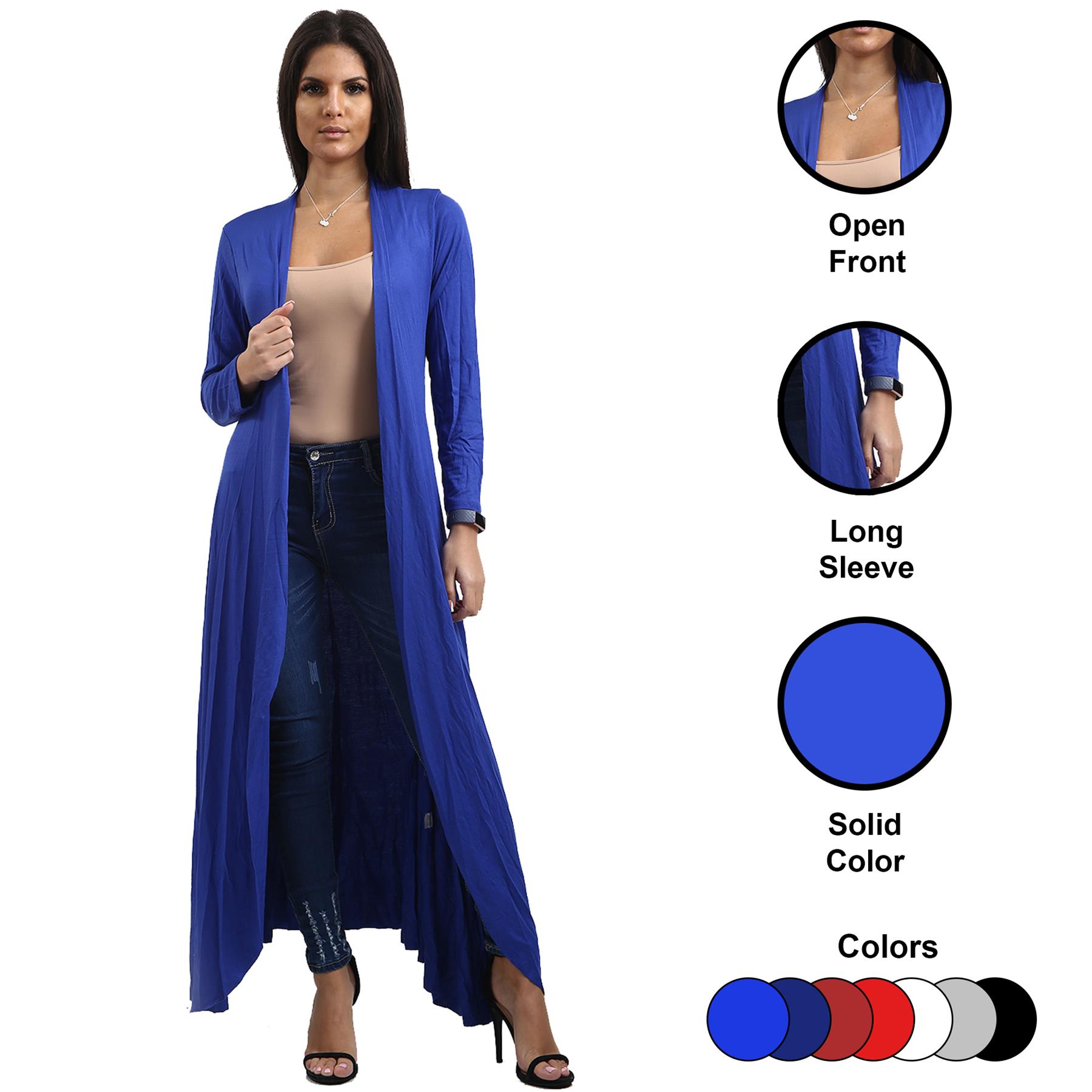Ladies Womens Long Sleeve Waterfall Floaty Flared Maxi Cardigan Shrug Jacket UK - Picture 13 of 34
