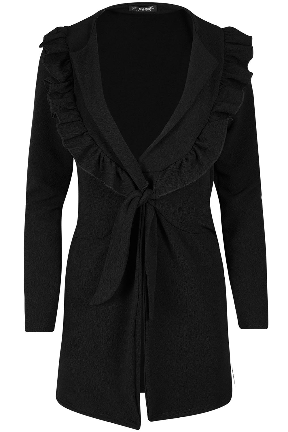 Womens Cape Cardigan Waterfall 3/4 Sleeve Italian Blazer Ladies Belted Jacket - Picture 18 of 24