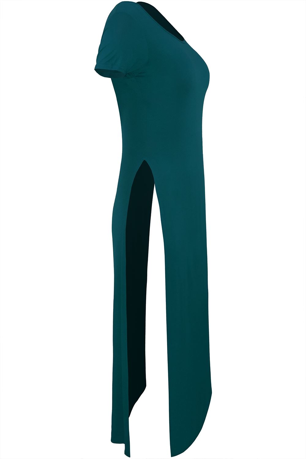 Plus Size Ladies Womens High Waist Scoop Neck Split Double Side Slit