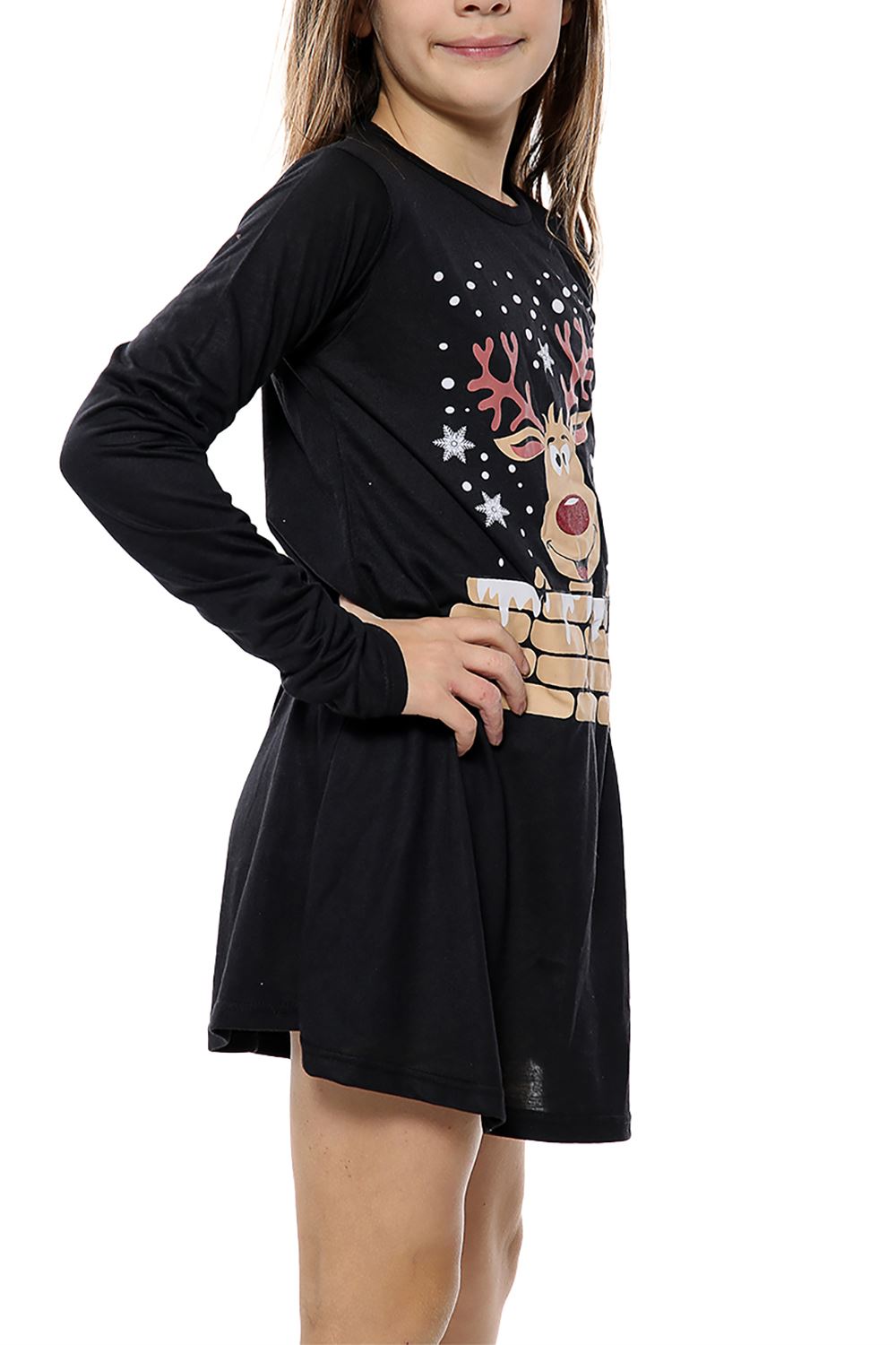 Kinder Mädchen Weihnachten Xmas Rundhals Weihnachtsmann Kostüm CandyStick Swing Kleid - Bild 41 von 64