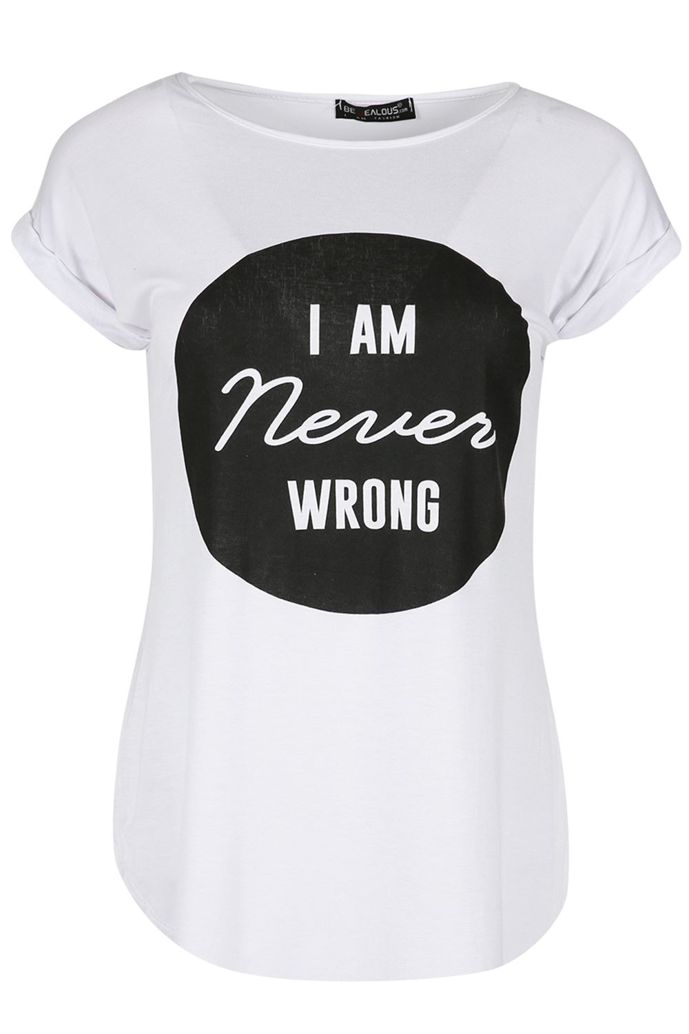 Womens Ladies Turn Up Sleeve Round Neck Curved Hem Bonjour Jersey T-Shirt Top - Picture 28 of 49
