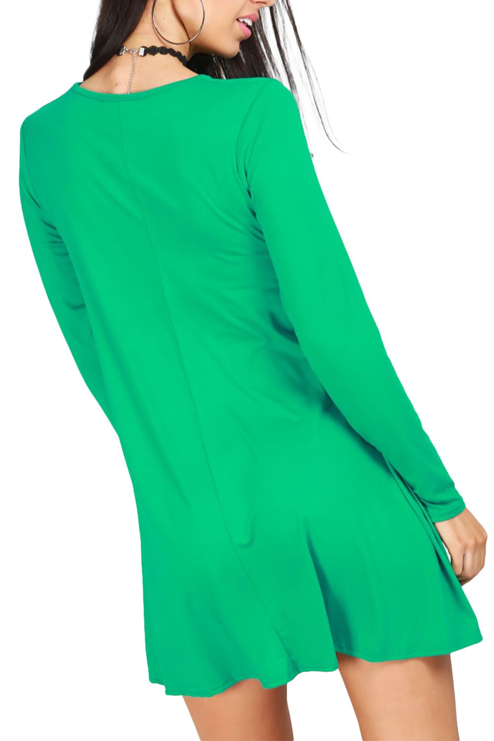 Womens Ladies Santa Costume Belted Candy stick Round Neck Christmas Swing Dress - Picture 51 of 86