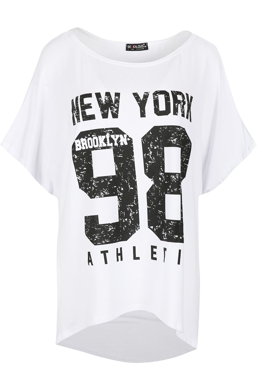 Ladies Womens PARIS 76 Printed Oversized Baggy Lagenlook Off Shoulder Tshirt Top - Picture 23 of 61