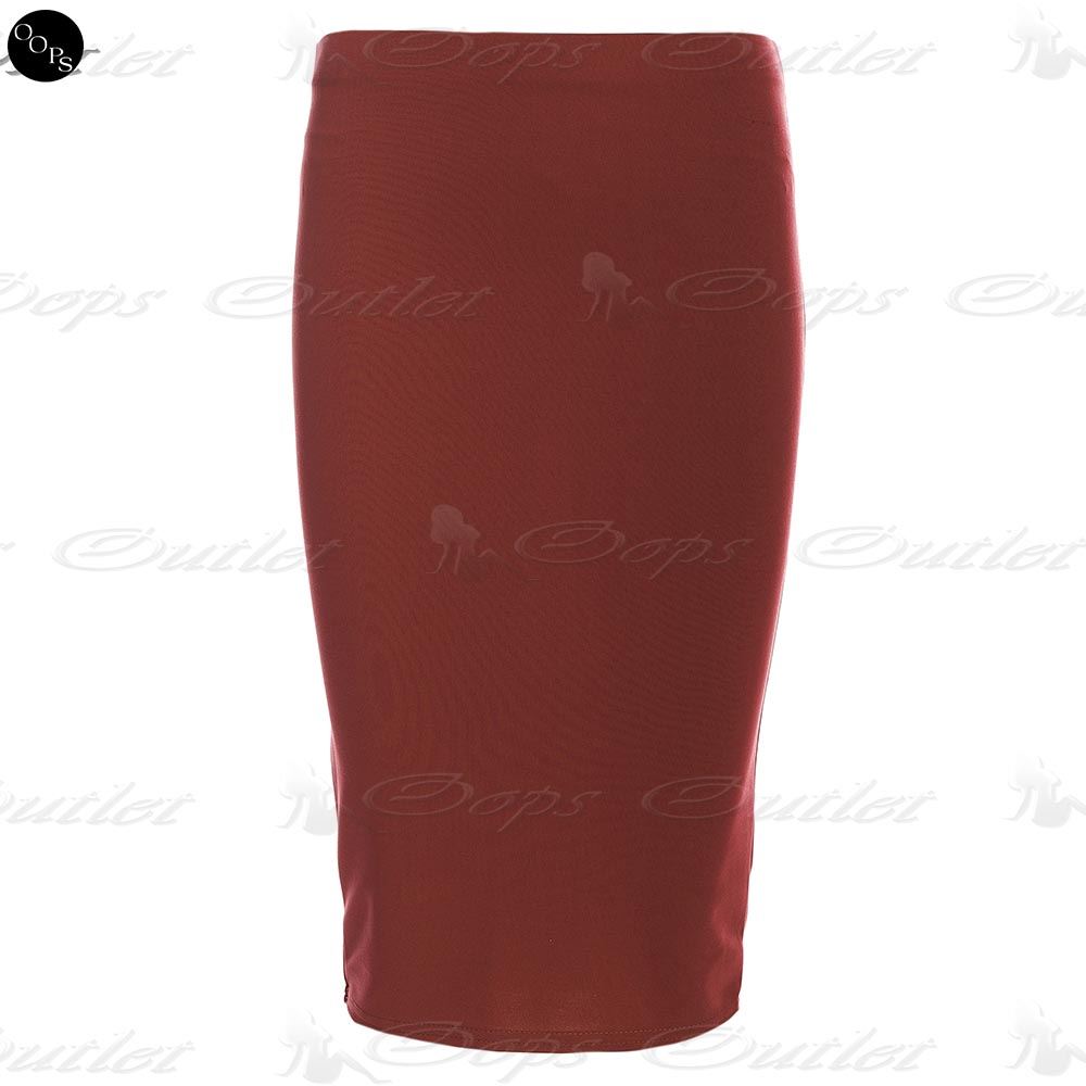Ladies Women Jersey Stretchy Pencil Plain Elastic Office Bodycon Skirt Plus Size - Picture 42 of 64