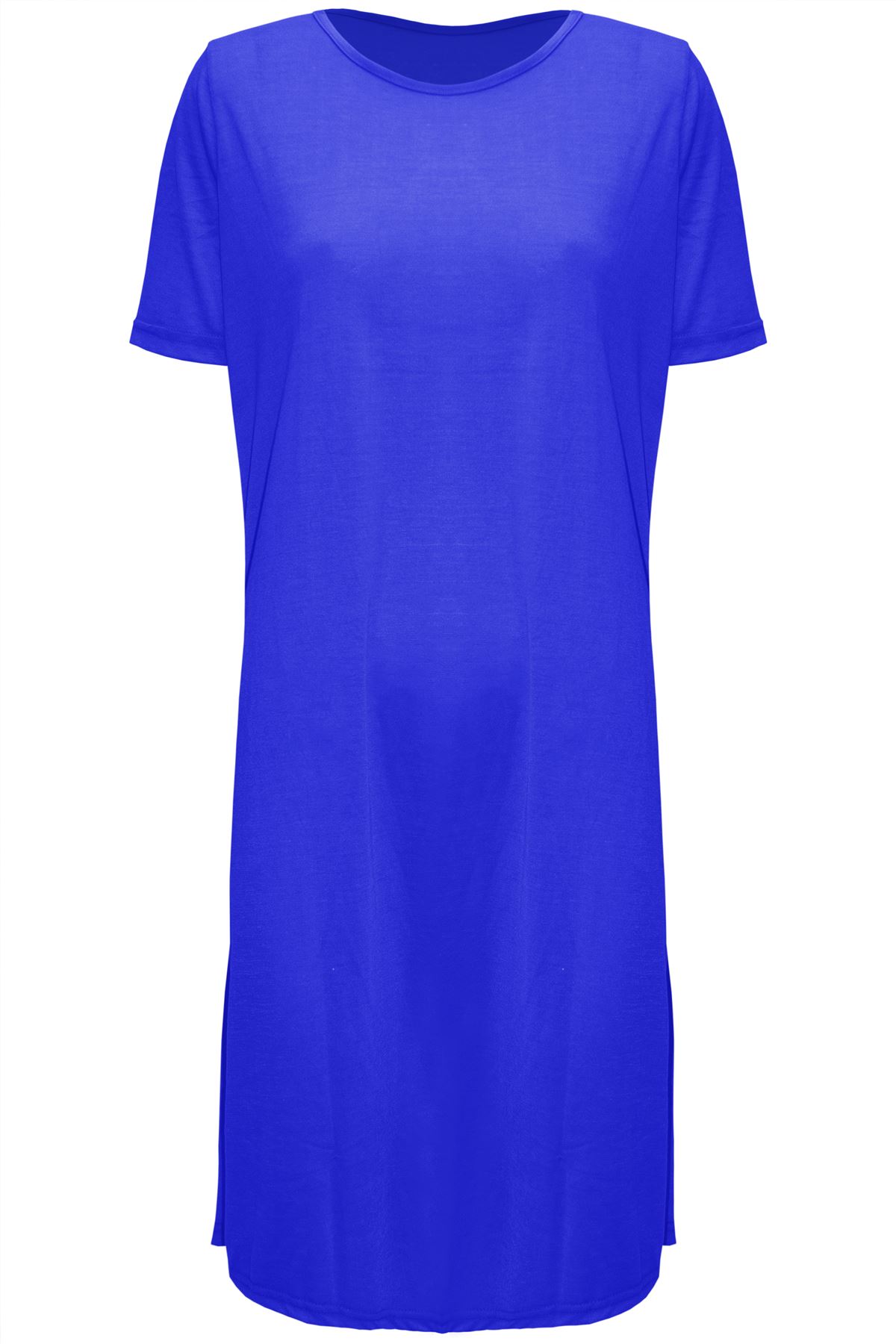 Womens Ladies Plain Baggy Oversized Pullover Longline Tunic T-Shirt Midi Dress - Picture 11 of 45