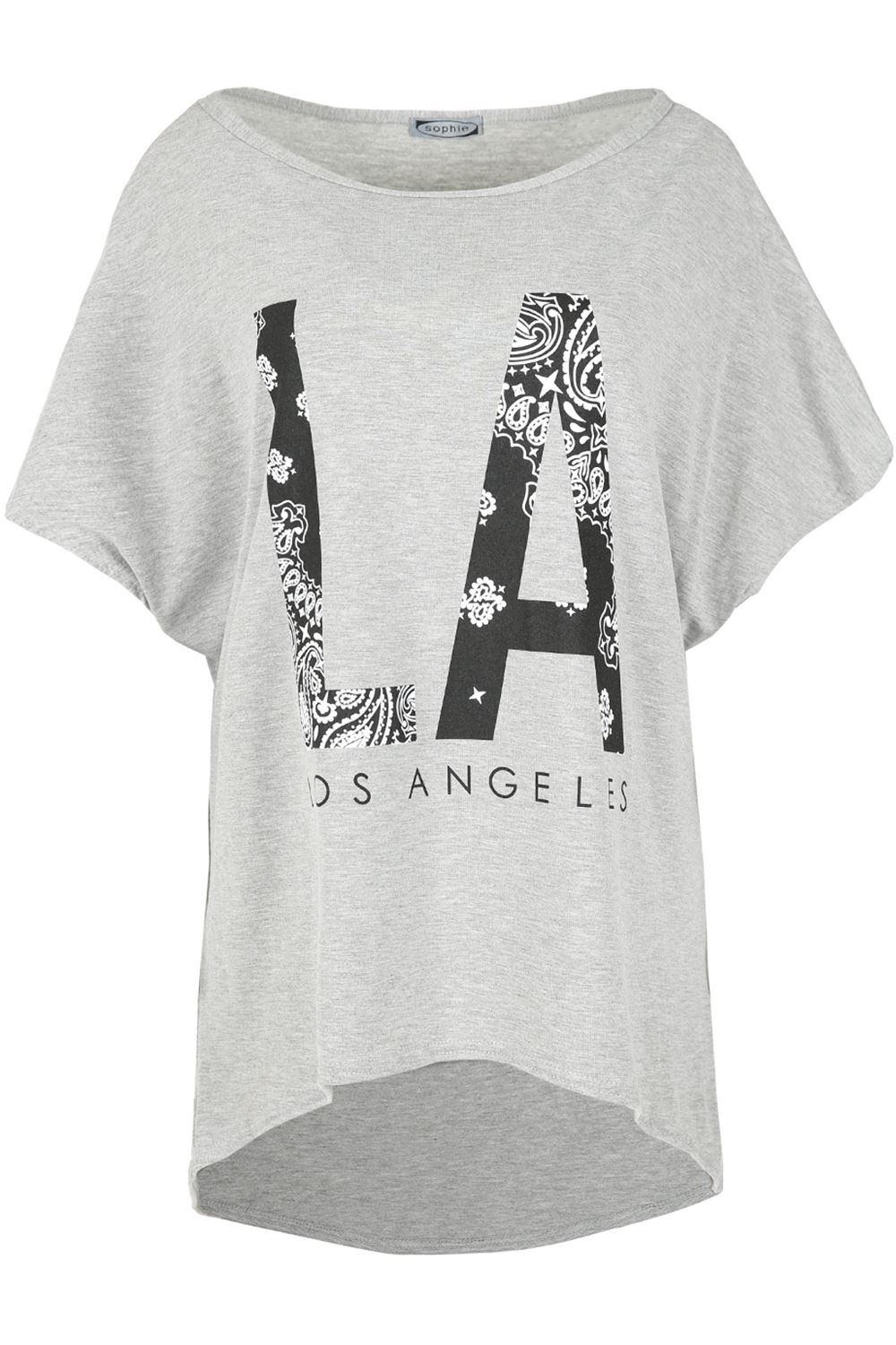Ladies Los Angeles Off Shoulder Bardot Baggy T Shirt Women Batwing Lagenlook Top - Picture 65 of 65