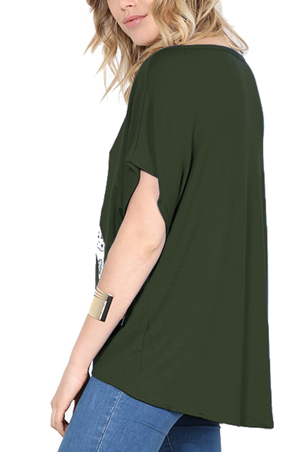 Ladies Los Angeles Off Shoulder Bardot Baggy T Shirt Women Batwing Lagenlook Top - Picture 24 of 65