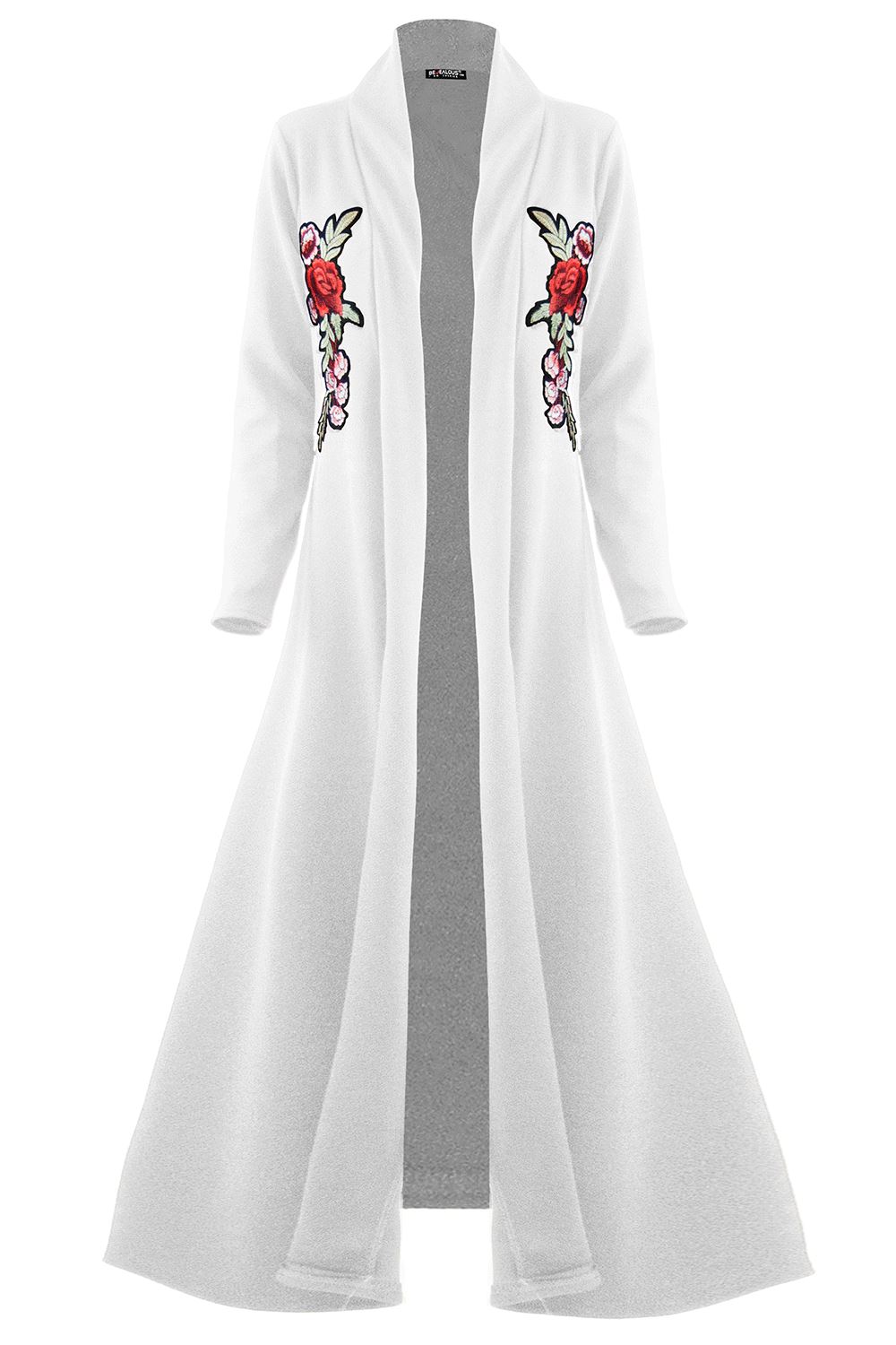 New Ladies Open Flare Floaty Flowy Maxi Cardigan Womens Long Trench Coat Jacket - Picture 8 of 36