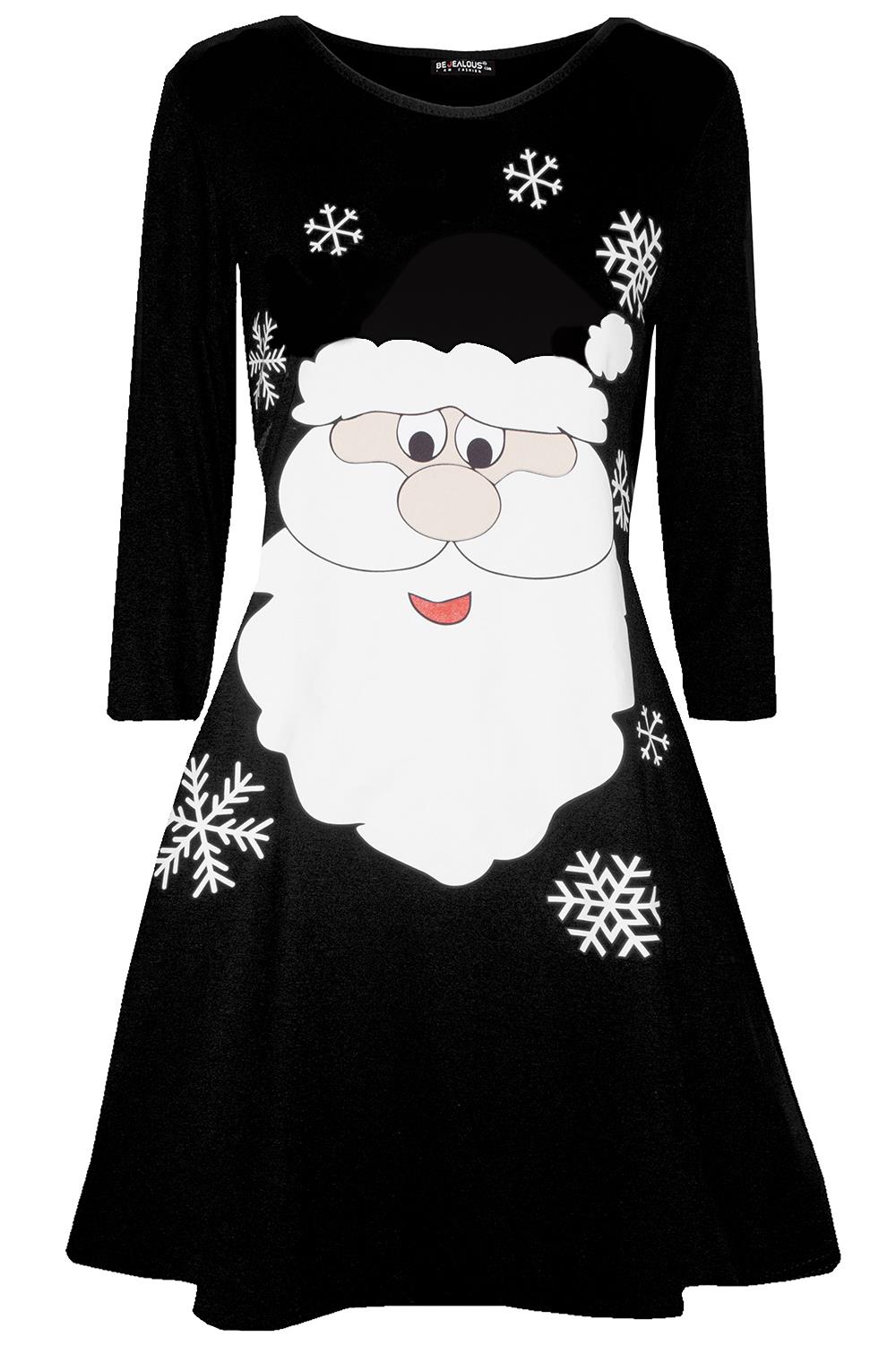 New Womens Ladies Xmas Santa Costume Candy Belted Ribbon Swing Flared Mini Dress - Picture 41 of 43