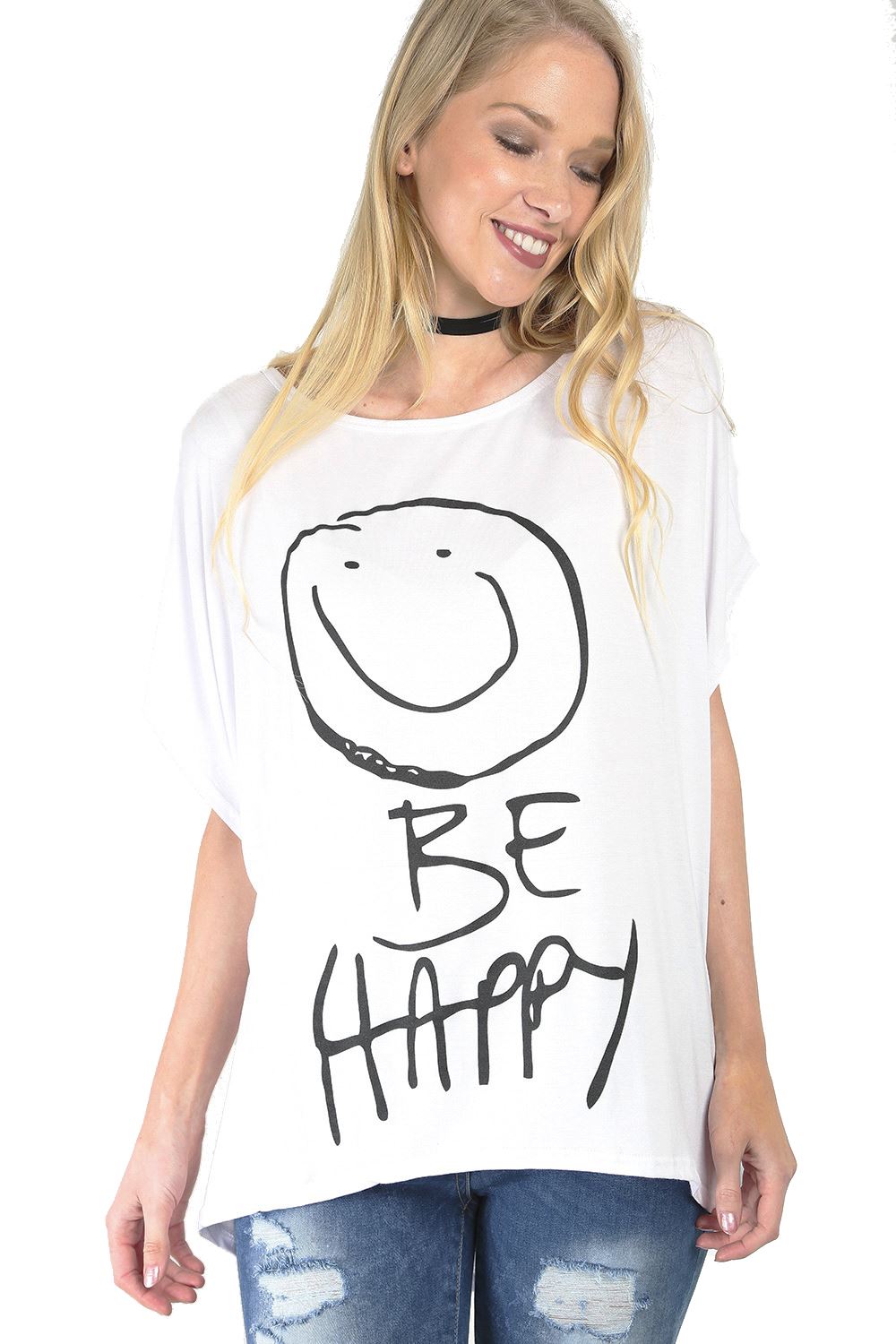 Ladies Los Angeles Off Shoulder Bardot Baggy T Shirt Women Batwing Lagenlook Top - Picture 38 of 65