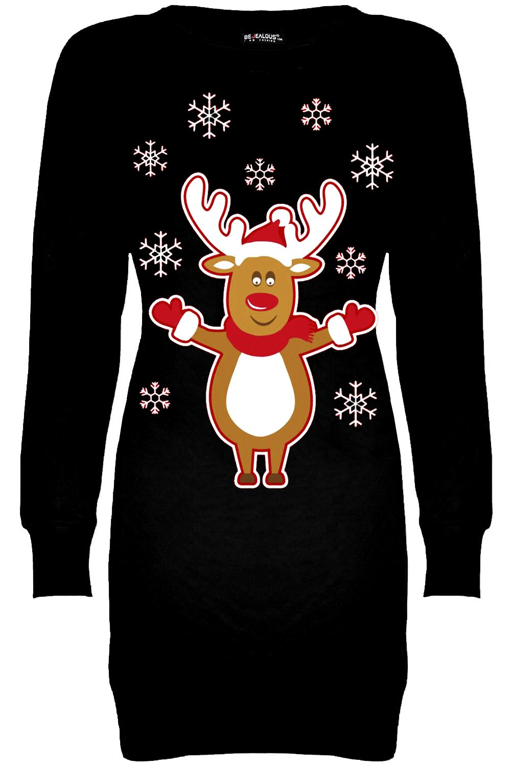 Womens Ladies Christmas Santa Fleece Elf Reindeer Tunic Long Xmas Jumper Dress - Picture 20 of 38