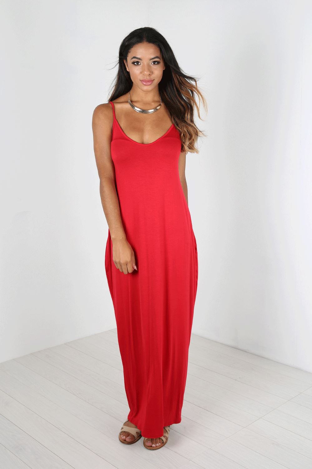 Ladies Womens Cocoon Cami Strappy Italian Drape Lagenlook Baggy Loose Maxi Dress - Picture 8 of 74