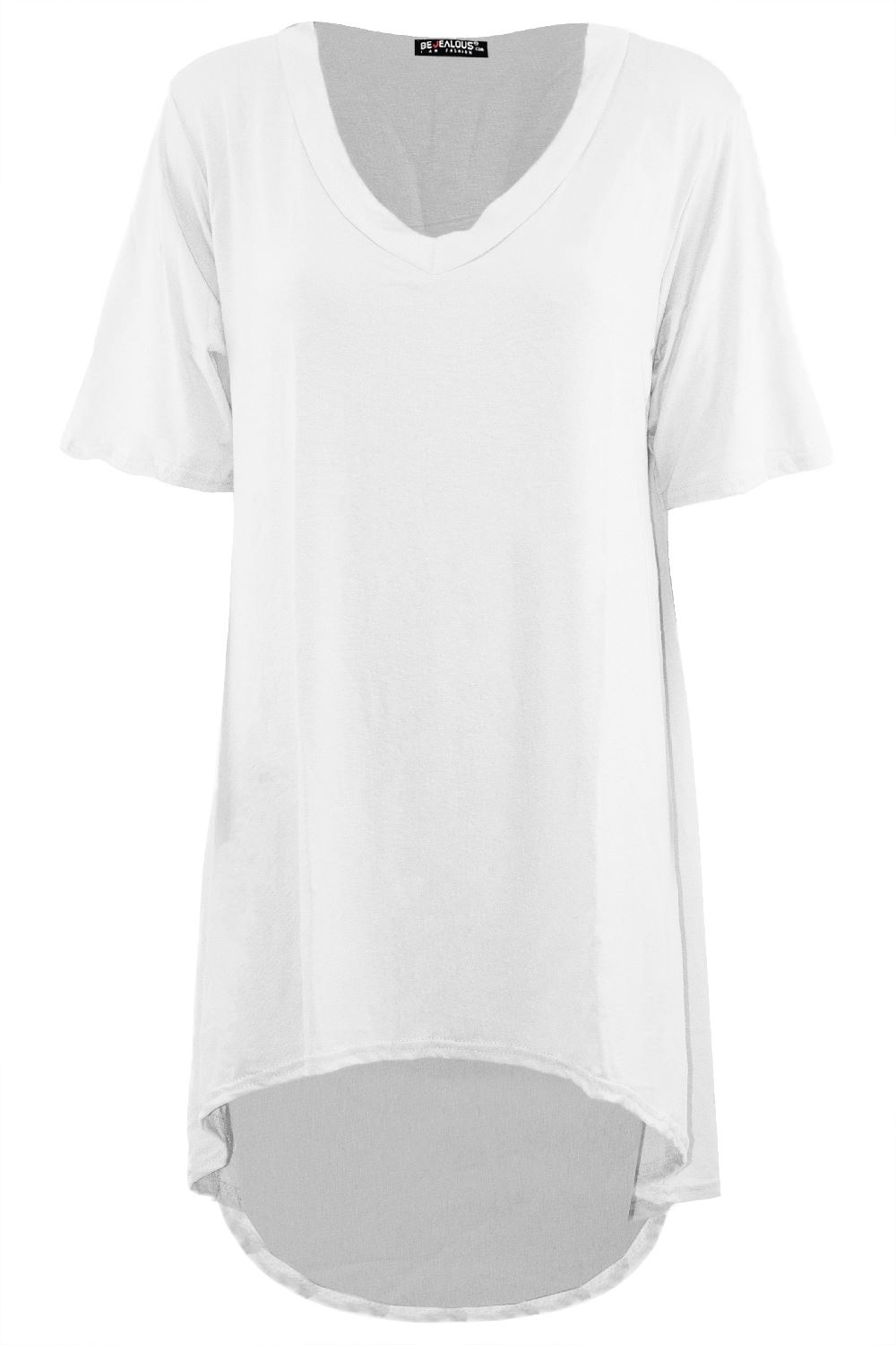 Camiseta Top Mujer FishTail Back Hi Lo Dobladillo Sumergido Cuello Redondo Manga Girada - Imagen 14 de 22