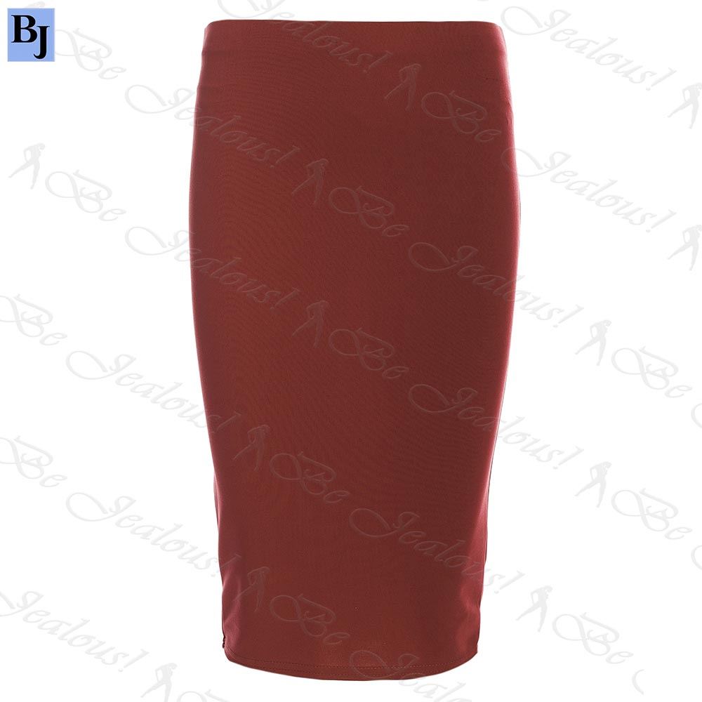 Ladies Women Jersey Stretchy Pencil Plain Elastic Office Bodycon Skirt Plus Size - Picture 45 of 64