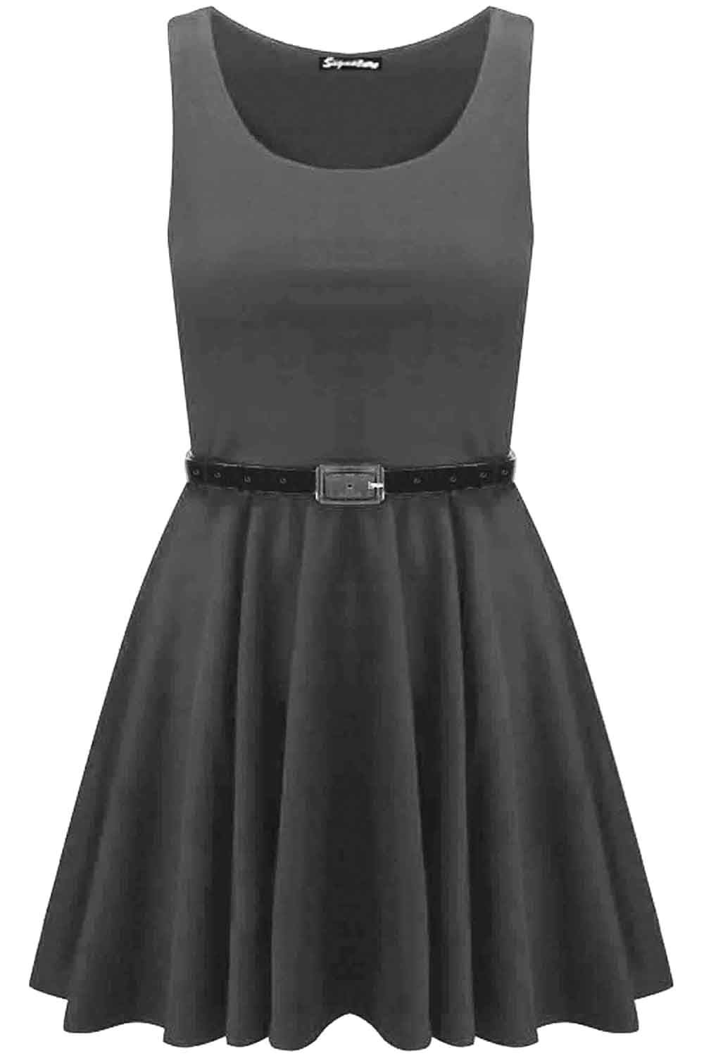 Womens Sleeveless Flared Franki Party Ladies Plus Size Skater Dress Top 16-26 - Picture 22 of 35