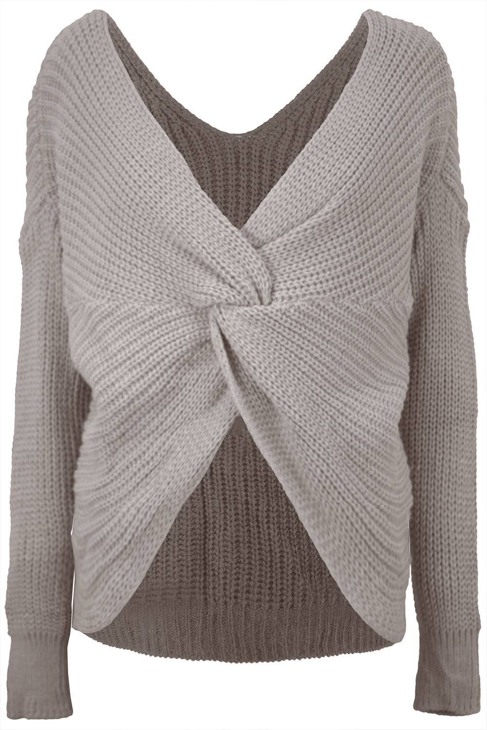 Women Ladies Multi Stripes Twisted Knot Sweater Slouch Fit Baggy Jumper Knit Top - Picture 6 of 19