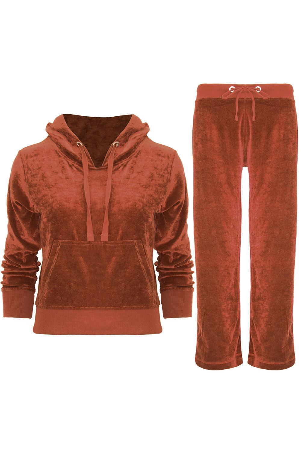 Womens Ladies Jogging Bottom Velvet Velour Hoodies Hooded Lounge Wear Tracksuit - Picture 21 of 23