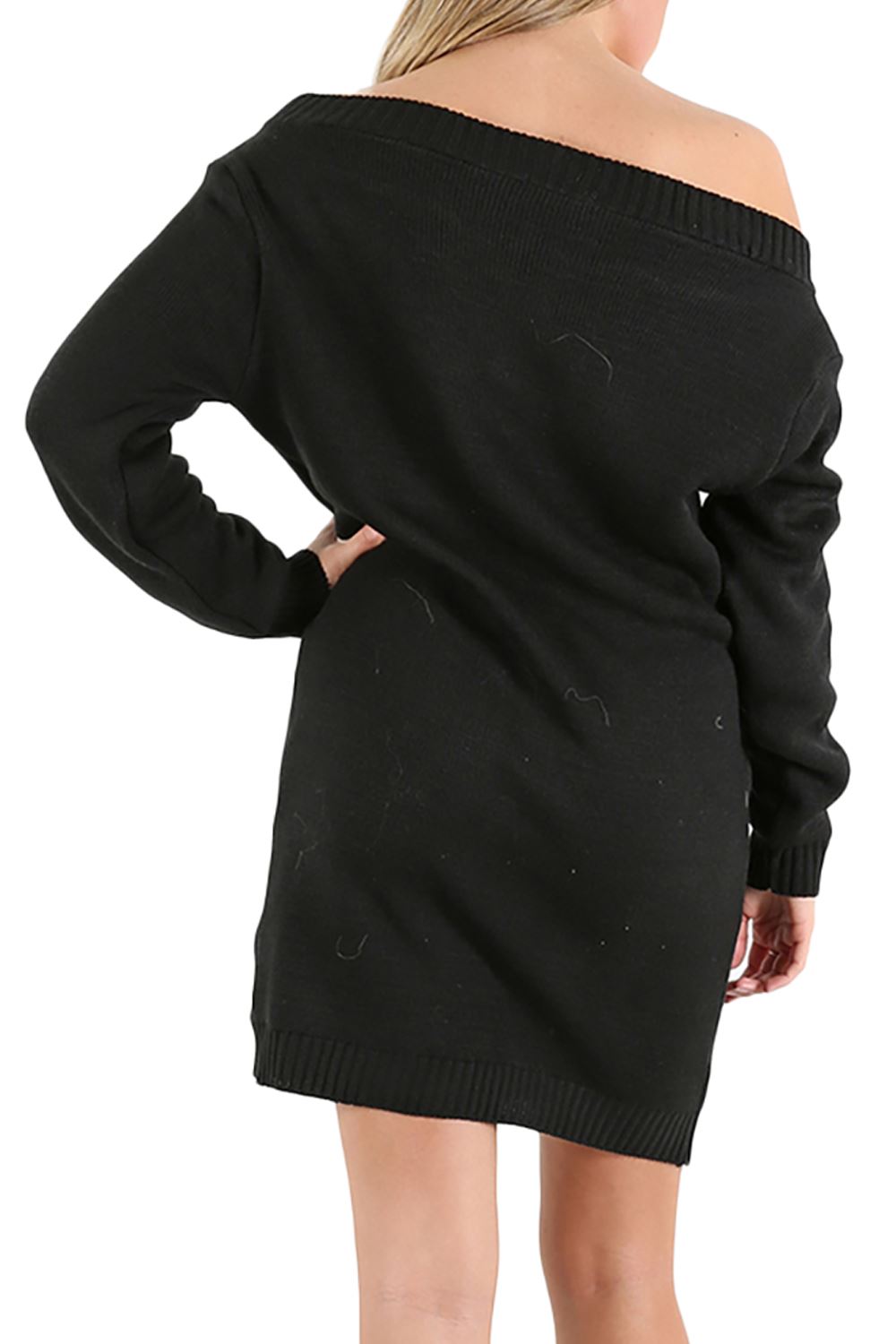 Womens Ladies Christmas Star Elf Costume Full Stripe Sleeve Xmas Knit Mini Dress - Picture 33 of 62