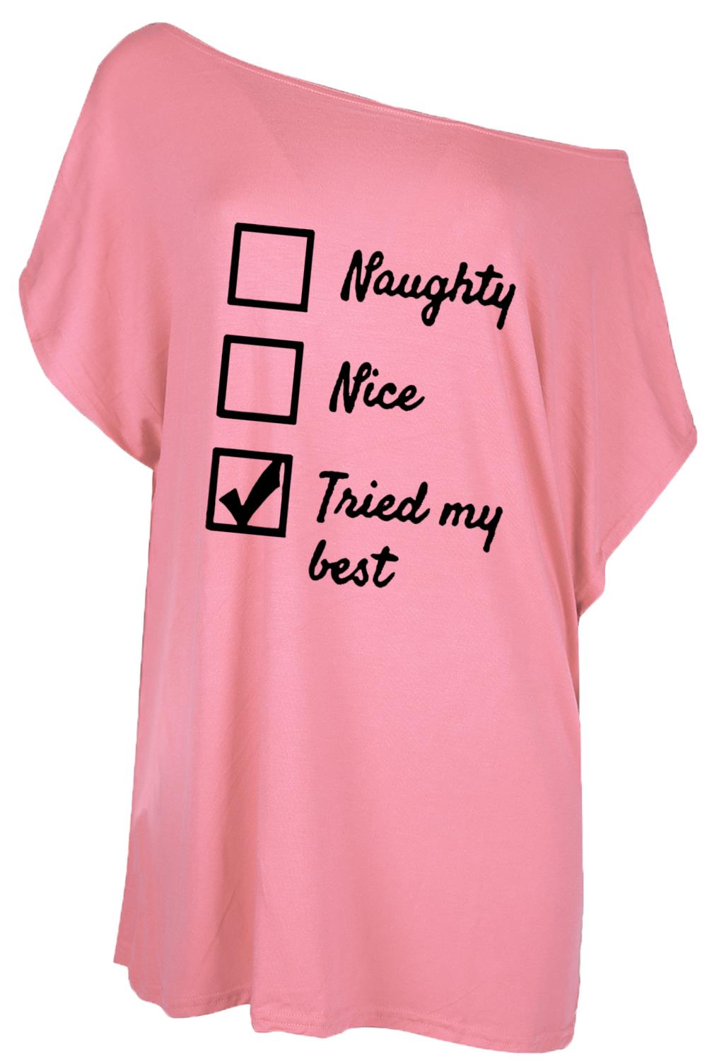 Womens Christmas Santa Oversized Top Ladies Baggy Batwing One Shoulder T Shirt - Picture 14 of 15