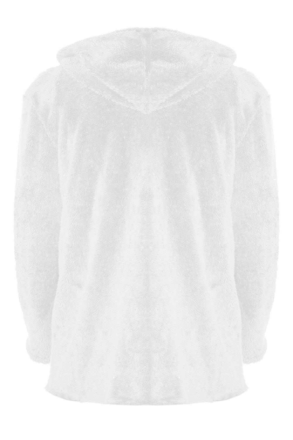 Womens Ladies Fleece Cardigan Zip Pocket Long Sleeve Fluffy Faux Fur Jacket Coat - Picture 10 of 22