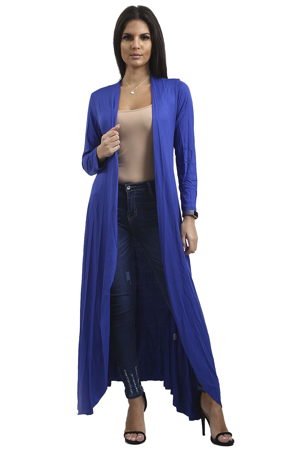 Plus Size Womens Ladies Open Flare Butterfly Flowy Floaty Maxi Trench Cardigan - Picture 10 of 16