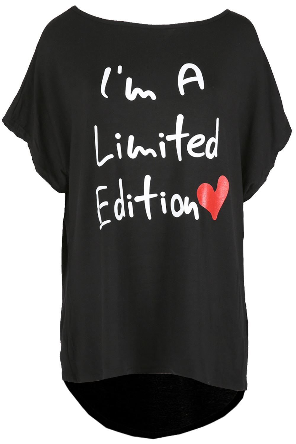 Ladies Oversized LOVE BRAVE HEART Printed Womens Baggy Batwing Hi Lo T Shirt Top - Picture 24 of 75