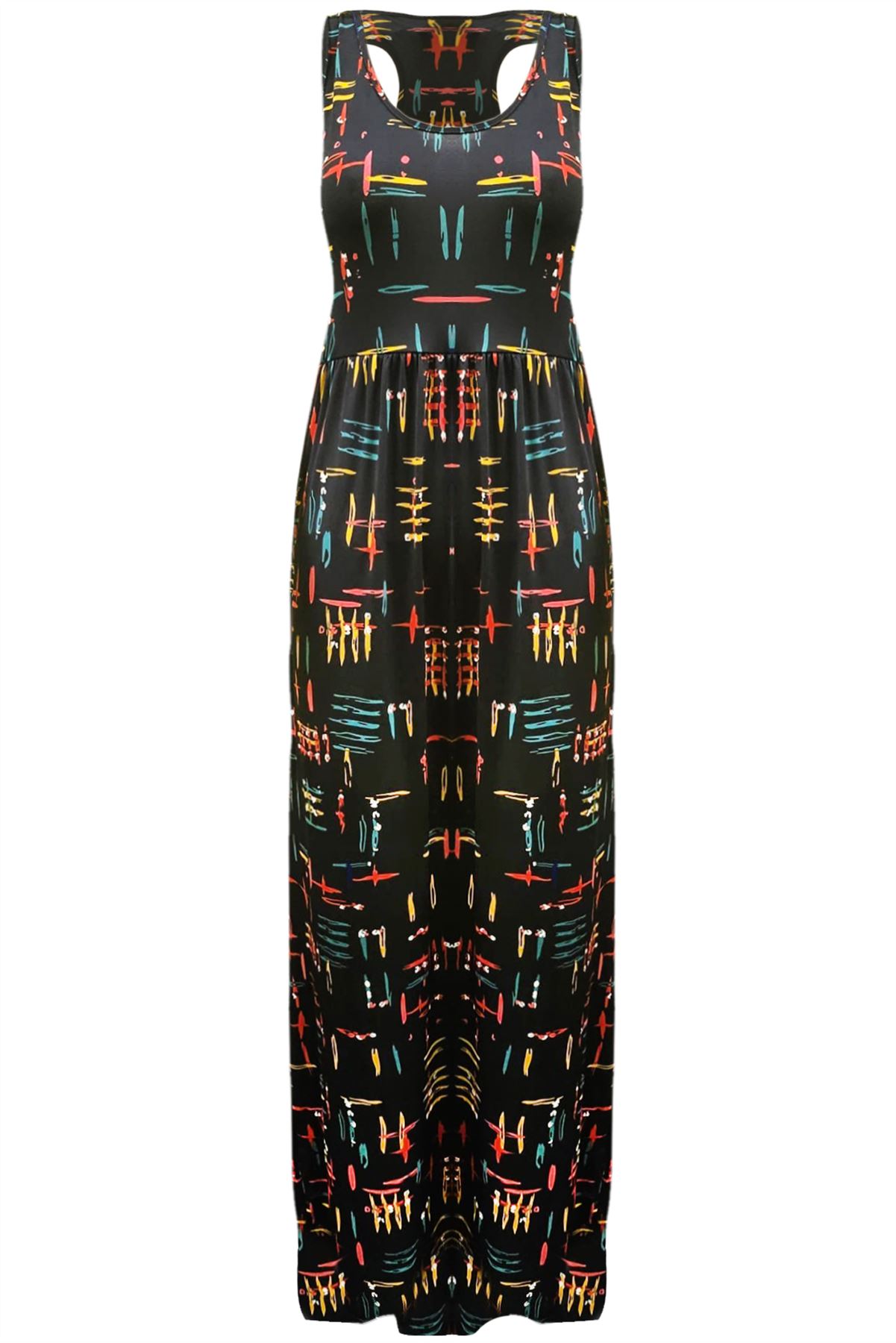 Ladies Womens Floral Printed Vest Strappy Pockets Racer Muscle Back Maxi Dresses - Picture 15 of 30