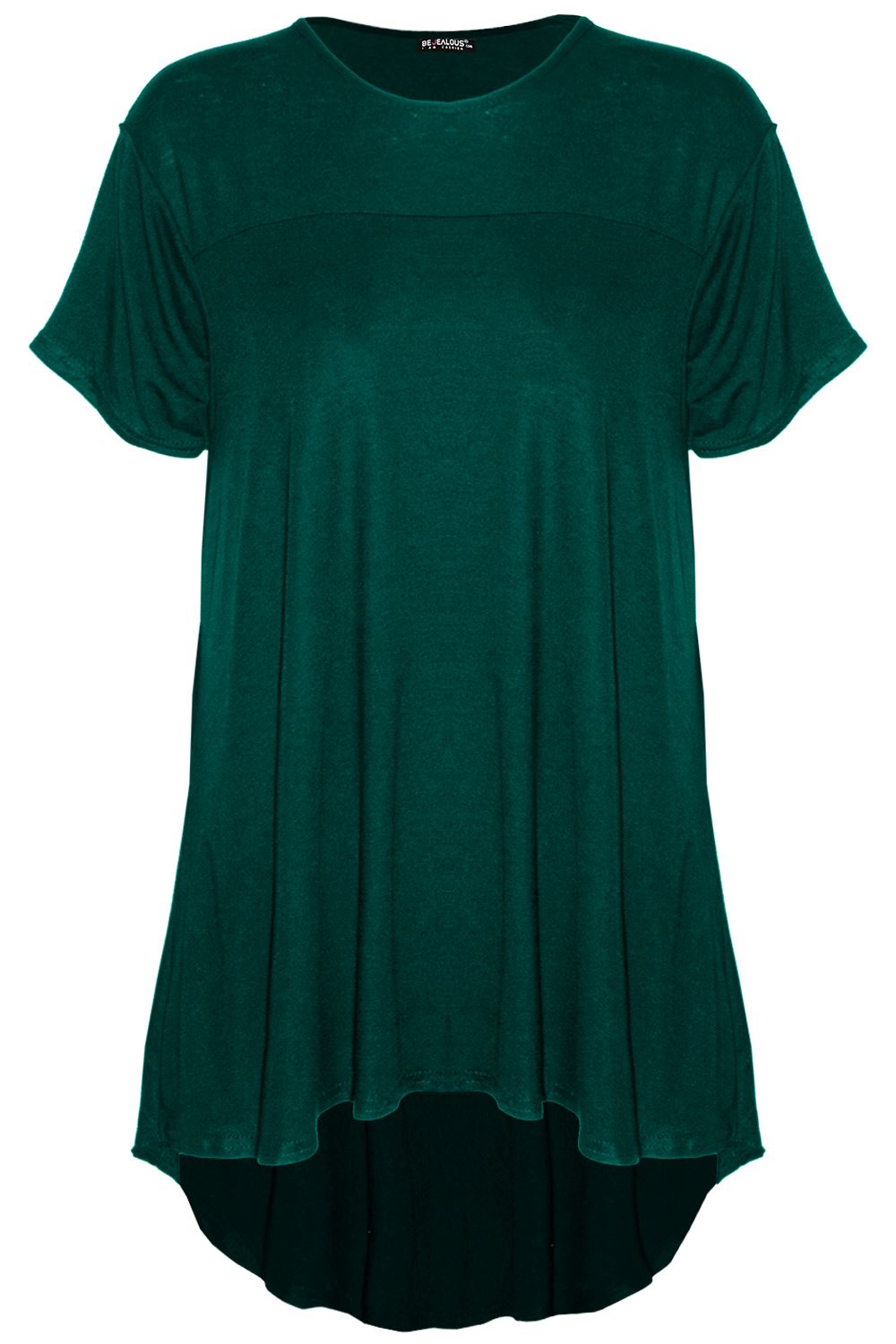 Camiseta Top Mujer FishTail Back Hi Lo Dobladillo Sumergido Cuello Redondo Manga Girada - Imagen 18 de 22