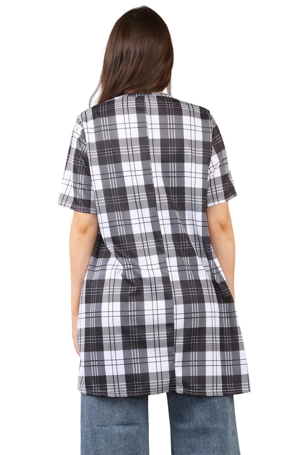 Womens Ladies V-Neck Short Sleeve Long Swing High Low Dipped Hem T-Shirt Top - Picture 6 of 40