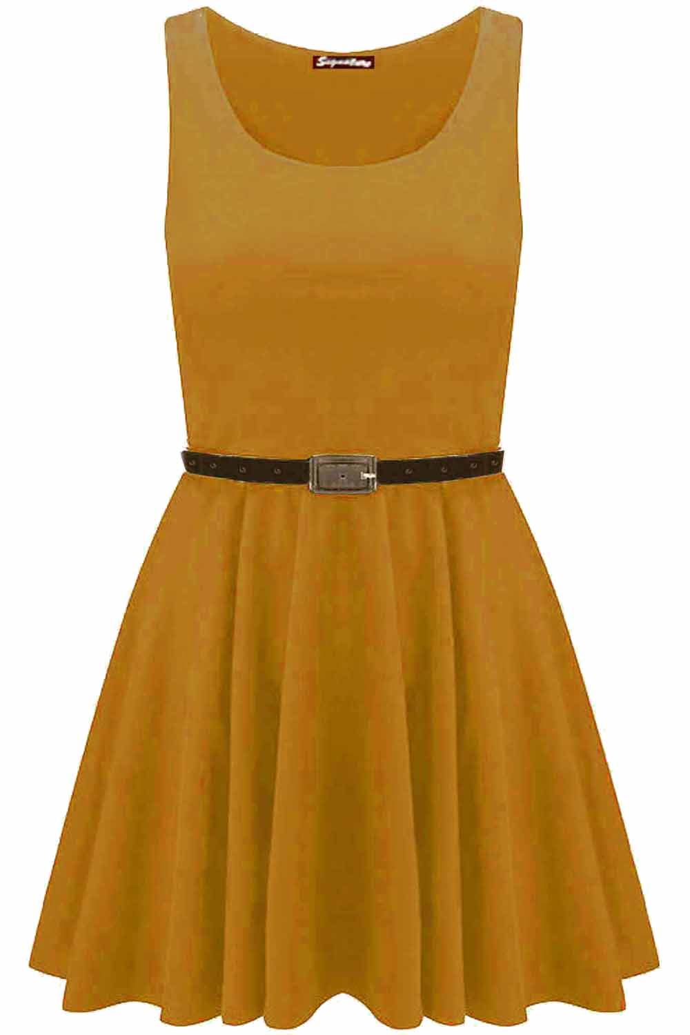 Womens Sleeveless Flared Franki Party Ladies Plus Size Skater Dress Top 16-26 - Picture 23 of 35
