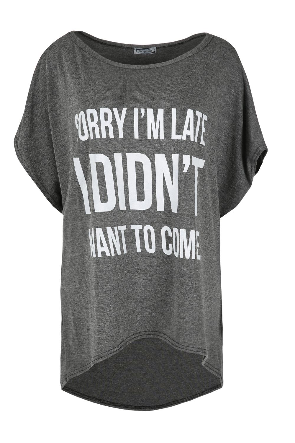 Womens Ladies Scoop Neck Batwing Short Sleeve LOVE High Low Baggy T Shirt Top - Picture 8 of 55